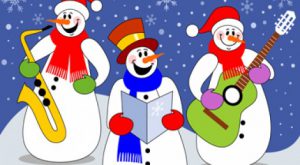 Snowmen with musical intrruments & music